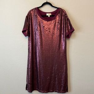 Moulinette Soeurs Anthropolgie Maroon Burgundy Wine Sequin Midi S…